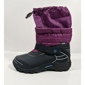 Merrell Moab Arctic J95973 Black Purple Snow Boots Youth Size 3M Leather Upper